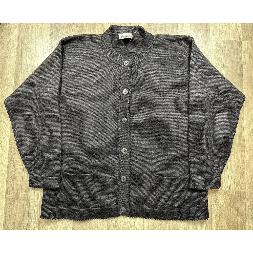 100% Lana‎ De Alpaca Black Cardigan Made in Bolivia Size Small Pockets